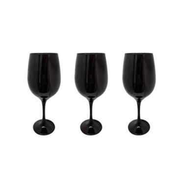 Imagem de Conjunto 3 Taças Vidro Preta Vinho Água 490Ml Nadir - Bialluz