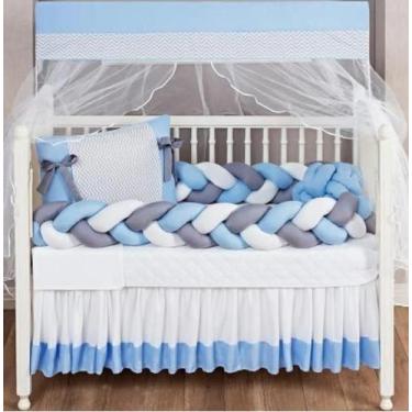 Imagem de Kit Berço Menino 11 Peças ul Com Almofada De Nó + Almofada - Beatriz E