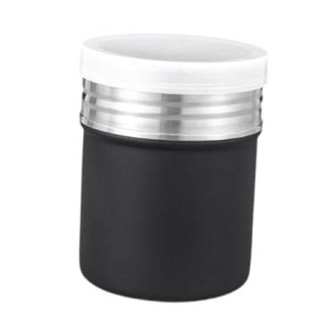 Imagem de WeiLaiKeQi aço inoxidável pó de salão garrafa de salina de lata de lata em pó agitador de açúcar para assar bolo de aniversário farinha de farinha cozinheira, Preto