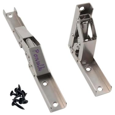 Imagem de 2 peças de dobradiça dobrável de 90° para porta/prateleira, hidraquete com amortecedor hidráulico para prateleira, gavetas de armário e suporte de mesa, serve para móveis de projetos de estilo faça