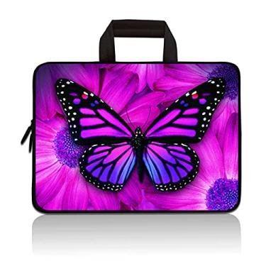 Imagem de Capa ultraportátil universal para tablet de 7 a 9 polegadas, bolsa de neoprene com manga de transporte compatível com Apple iPad Mini, Samsung, Google, HP, Acer, ASUS de 7 polegadas, Purple Butterfly