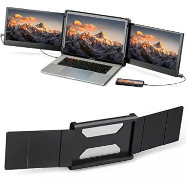 Imagem de Fagomfer Extensor de Tela para Laptop, Ofiyaa P2 12 "Monitor Portátil Triplo Tri Display 1080P Fhd Ips Usb/Type-C/Hdmi 4 Alto-Falantes Monitor Externo Compatível com 13-16'' Windows/Mac/Android/Notebo