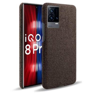 Imagem de Capa para vivo iQOO 8 PRO,Capa desenhada em lona,Case Protetora Ultrafina com Empunhadura Macia,Design em Tecido Antichoque e Antiarranhões-Brown