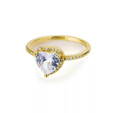 Imagem de Anel Coração Pedra Roxa Feminino - Banhado A Ouro 18K - Tojoia18K