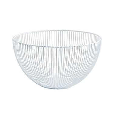 Imagem de Cesta de frutas doméstica bancada tigela de frutas cozinha cesta de frutas pão lanches cestas de armazenamento para sala de estar casa quarto (cor: branco)