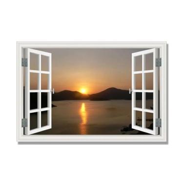 Imagem de PY3H69 Arte de parede em tela de janela aberta, impressão natural em tela. Lindo cenário de montanha 20,3 cm, decoração de parede de paisagem de janela, decoração de casa moderna. 30 x 45 cm-11,8 x