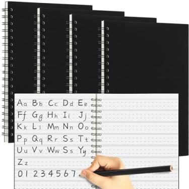 Imagem de Fumete 4 pacotes de caderno de escrita em inglês com 4 linhas para crianças, livro de prática de caligrafia, caderno de composição primária, caderno de 26 x 18,5 cm, caderno de exercícios de jardim de