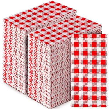 Imagem de 200 guardanapos xadrez búfalo xadrez xadrez guardanapos de papel guingão descartáveis a granel toalhas de mão de convidado de 2 camadas para jantar de Natal, coquetel, piquenique, churrasco, festa de