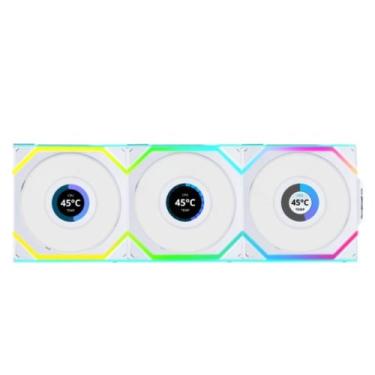 Imagem de Kit 3 fan 120mm lian li uni fan sl wireless lcd argb branco 12sllcd1w3