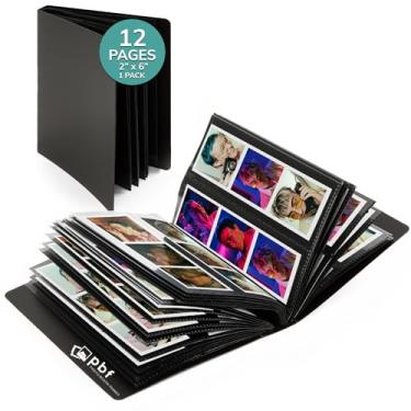 Imagem de pbf PHOTO BOOTH FRAMES - Álbum para tiras de 5 x 15 cm, álbum de casamento, 5 x 15 cm, suporte para marcadores, 12 páginas, 12 unidades, 1 pacote, preto)