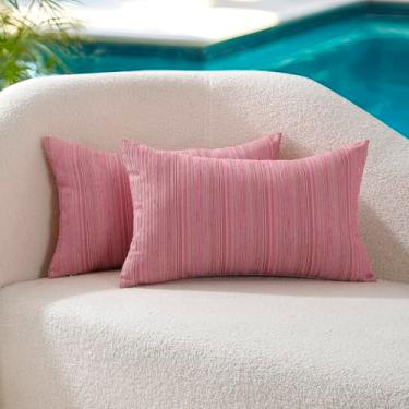 Imagem de VAKADO Capas de almofada impermeáveis para ambientes externos, 30 x 50 cm, conjunto de 2 capas decorativas de madeira externa para móveis de pátio, decoração para banco de jardim, varanda, sofá, tenda