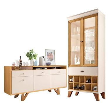 Imagem de Buffet Soft E Cristaleira ópera Off White Cinamomo - Hb Móveis