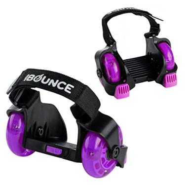 Imagem de New-Bounce Heel Wheel Skates com luzes - Jet Wheelies para sapatos - Patins de salto de rolo ajustáveis para crianças - Tamanho único (roxo)
