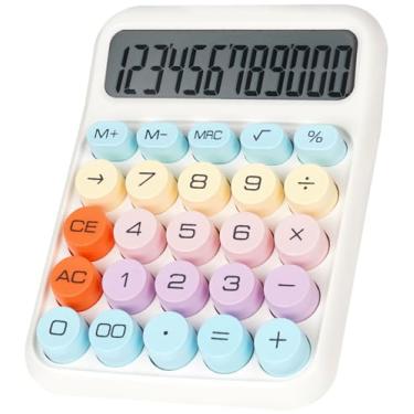 Imagem de DANRONG Calculadora de interruptor mecânico com botões grandes, calculadoras de mesa, 12 dígitos, visor LCD grande, calculadora de mesa, linda calculadora rosa para professores, estudantes, escritório