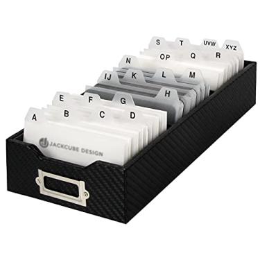 Imagem de Porta-cartões de visita de fibra de carbono JackCubeDesign com suporte de cupom para cartão, organizador de cartão, com divisor removível para mesa (4,29 x 1,76 x 9,75 polegadas): MK171