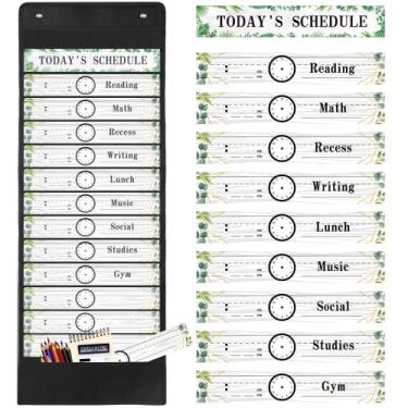 Imagem de Tatuo Tabela de bolso de agenda diária tabelas de bolso para sala de aula com cartões reutilizáveis e 14 bolsos suprimentos para sala de aula de fazenda tabelas de hortaliças para escola, escritório, atividade educacional em casa (31 peças)