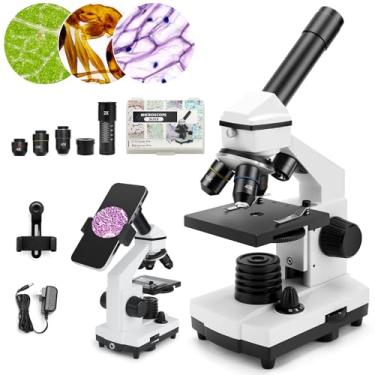 Imagem de Dcorn Microscópio para adultos e crianças, microscópio composto 2000x biológico com slides, kit profissional de microscópio para laboratórios escolares, presentes para crianças