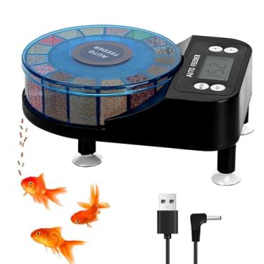 Imagem de Podazz Alimentador automático de peixes de aquário à prova de umidade, dispensador de alimentos de precisão para aquário com temporizador de alimentação, recarregável por USB, visor LCD para férias de