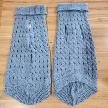 Imagem de Roupa de Cachorro Gato Frio Inverno Buraco para Coleira Pequenos Medios Grande Porte (Azul Bebê,GG)