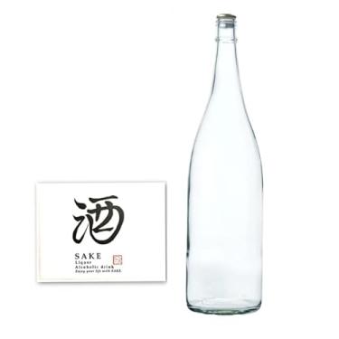 Imagem de Generic SAKE 【Uma garrafa de saquê】 1,8 litro transparente e adesivo de papel japonês SAKE, sak-s1800-f&sakelabel-1800