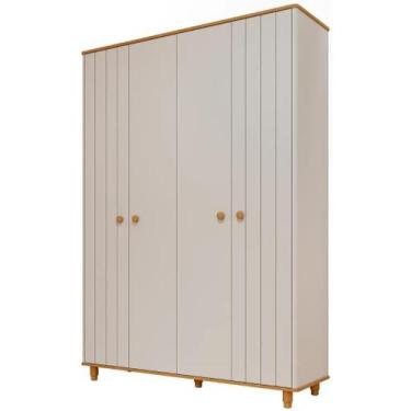 Imagem de Guarda Roupa Bebê Retro Permobili Cupcake 4 portas MDF, Off White/Natu