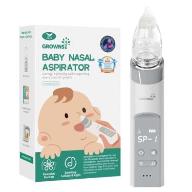 Imagem de GROWNSY Aspirador nasal para bebês, sugador de nariz elétrico com câmara de sucção maior e sucção mais potente, limpador de nariz automático com função de música e calmante leve
