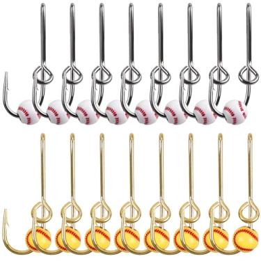 Imagem de Gancho de peixe, clipe de chapéu, ganchos de pesca, 16 pçs/caixa, anzóis para chapéu, chapéu, anzóis de pesca, prendedor de amarrar, fecho de amarrar, dourado/preto