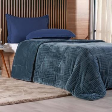 Imagem de Edredom Queen Plush Sense Dupla Face 100% Poliéster 230x250cm Azul Cobalt