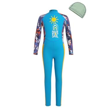 Imagem de IBTOM CASTLE Roupa de mergulho infantil para meninos e meninas, roupa de banho de corpo inteiro de manga comprida com touca de natação para adolescentes em água fria para natação, surfe, mergulho