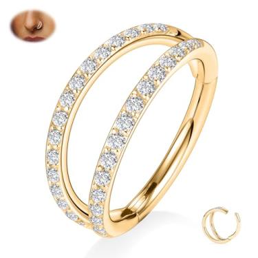 Imagem de PEAKLINK G23 Anel de titânio com nariz duplo para septo 20G/18G/16G Helix Daith Rook Tragus cartilagem concha argola brinco articulado segmento piercing joia para mulheres homens 6 mm a 12 mm