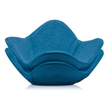 Imagem de Conjunto de 2 panos de poliéster para micro-ondas azul claro 18 cm quadrados x 10,2 cm de altura - Prato de cozinha para casa com almofadas quentes para micro-ondas - Suporte de prato quente à prova