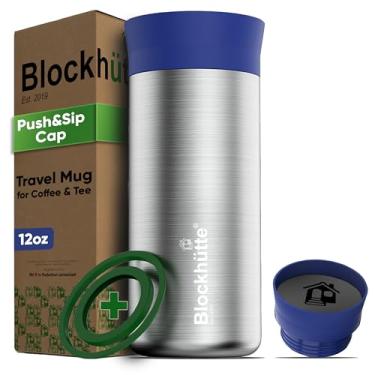 Imagem de Blockhütte Canecas de café de aço inoxidável 350 ml, caneca de viagem de café quente, vaso para café caliente térmico, canecas de viagem isoladas 8h quente, à prova de derramamento, copos isolados à