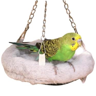 Imagem de Brinquedo de cama para pendurar ninho macio de pássaro, periquito, periquito, calopsita, periquito, periquito, periquito, canário, hamster, rato, gerbos, gaiola, poleiro (cinza, M)