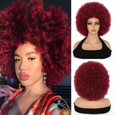 Imagem de FYIMUYI Peruca Afro - Suave Anos 70 Para Mulheres Negras, Curtas, Cacheadas, Crespas, Grandes, Saltitantes E De Aparência Natural, Sintética Uso Diário Em Festas Halloween (#Bug)
