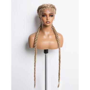 Imagem de GORGIUS Peruca Francesa Trançada 613 Loira Sem Nós, Renda Frontal, Com Cabelo De Bebê, Trança Dupla Torcida, Rabo Porco, Tranças Longas Sintéticas