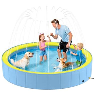 Imagem de Heeyoo Piscina dobrável para cães com irrigador para cães grandes, banheira portátil de plástico rígido PVC para animais de estimação, piscina externa dobrável para animais de estimação, 300 x 50 cm