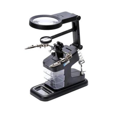 Imagem de Lupa De Solda Com Clipe De Jacaré E Luz LED 3X 4.5X 25X Para Mesa - Sh