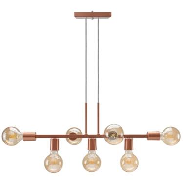 Imagem de Pendente Lustre 7 Lâmpadas para Sala de Jantar e Comércio 68cm Estilo Moderno e Funcional(Rose Gold)