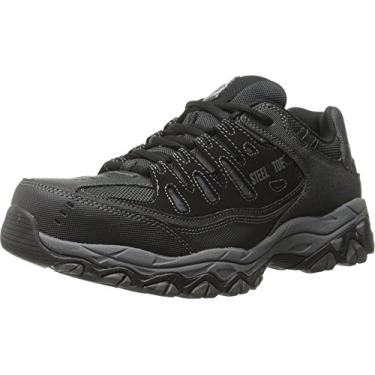 Imagem de Skechers Sapato masculino de construção Cankton Steel Toe – Classificação de risco elétrico, espuma viscoelástica, Preto/Carvão, 39