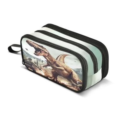Imagem de Dinossauro 3D Dinossauro Estojo de lápis de grande capacidade para crianças, adultos, bolsa organizadora de canetas para meninos, meninas, homens, escola, material de escritório
