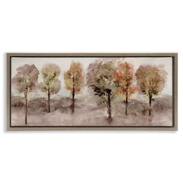 Imagem de Stupell Industries Arte de parede em tela flutuante marrom em estilo árvore bosque em aquarela por Val Rhodes, 78 x 35 cm