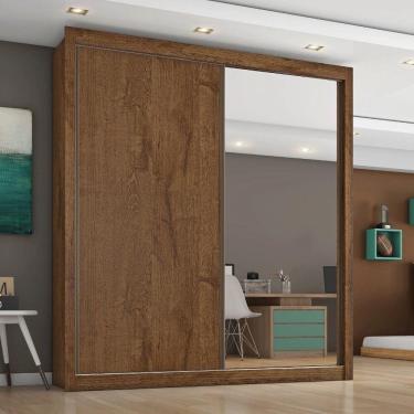 Imagem de Guarda Roupas 2 Portas 1 com Espelho 100% mdf Zurique Braúna / Off White Móveis Europa 