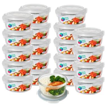 Imagem de Kit 20 Potes de Vidro Hermético 400ML Redondo Cor Sortida Marmitas Dona Laura