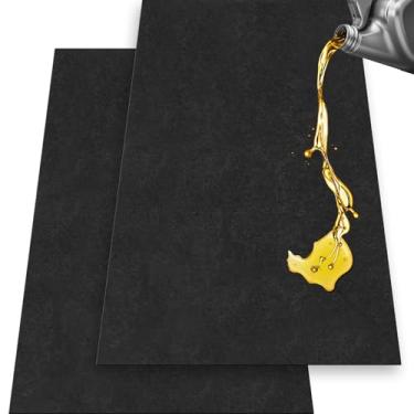 Imagem de MAQUITA 2 peças de tapete de derramamento de óleo para garagem de garagem embaixo do carro almofada de óleo absorvente de vazamentos, tapete de borracha preto protetor de chão de garagem com suporte à