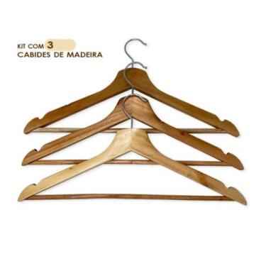 Imagem de Cabides Madeira Marfim  Gancho Cromado  Oba Presentes - Wincy