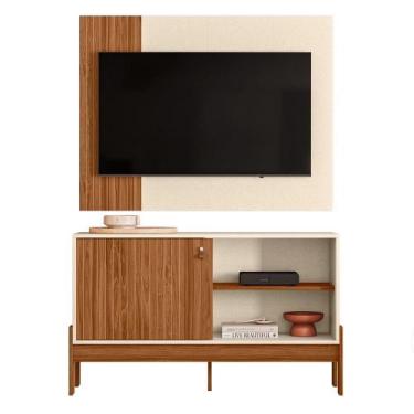 Imagem de Rack Bancada com Painel Wood 120cm para TV até 42 - Mobler, Cinamomo M