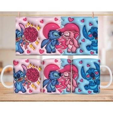 Imagem de Caneca Xícara Personalizada Lilo e Stitch Disney Efeito 3D - Porcelana