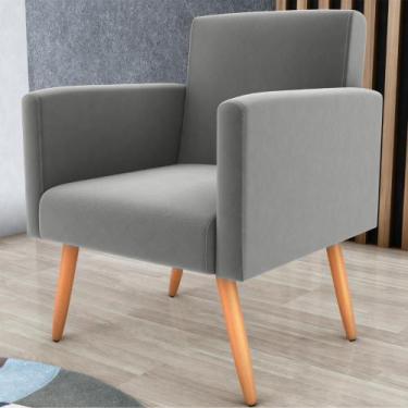 Imagem de Poltrona para Decoração Sara Suede Cinza - CASA H