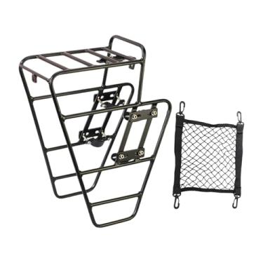 Imagem de UGPLM Suporte de bicicleta frontal de alumínio para cestos dianteiros, suporte para bicicleta para viagens de longa distância, ciclismo, compras, com Bolsa de Rede