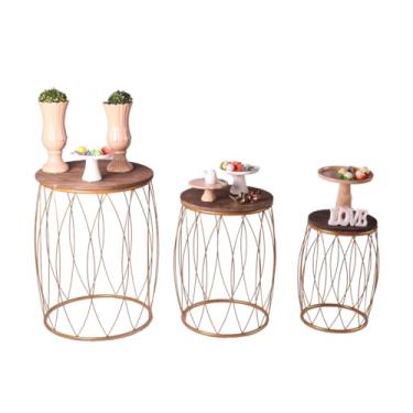 Imagem de Trio De Mesa Para Festa Cilíndrica Decoração Festa Kit Peque Monte (rose,PINUS BETUMADO)